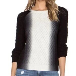 🖤Vince Camuto Cashmere Vertical Ombre Black + Ivory Soft Knit Sweater | Small